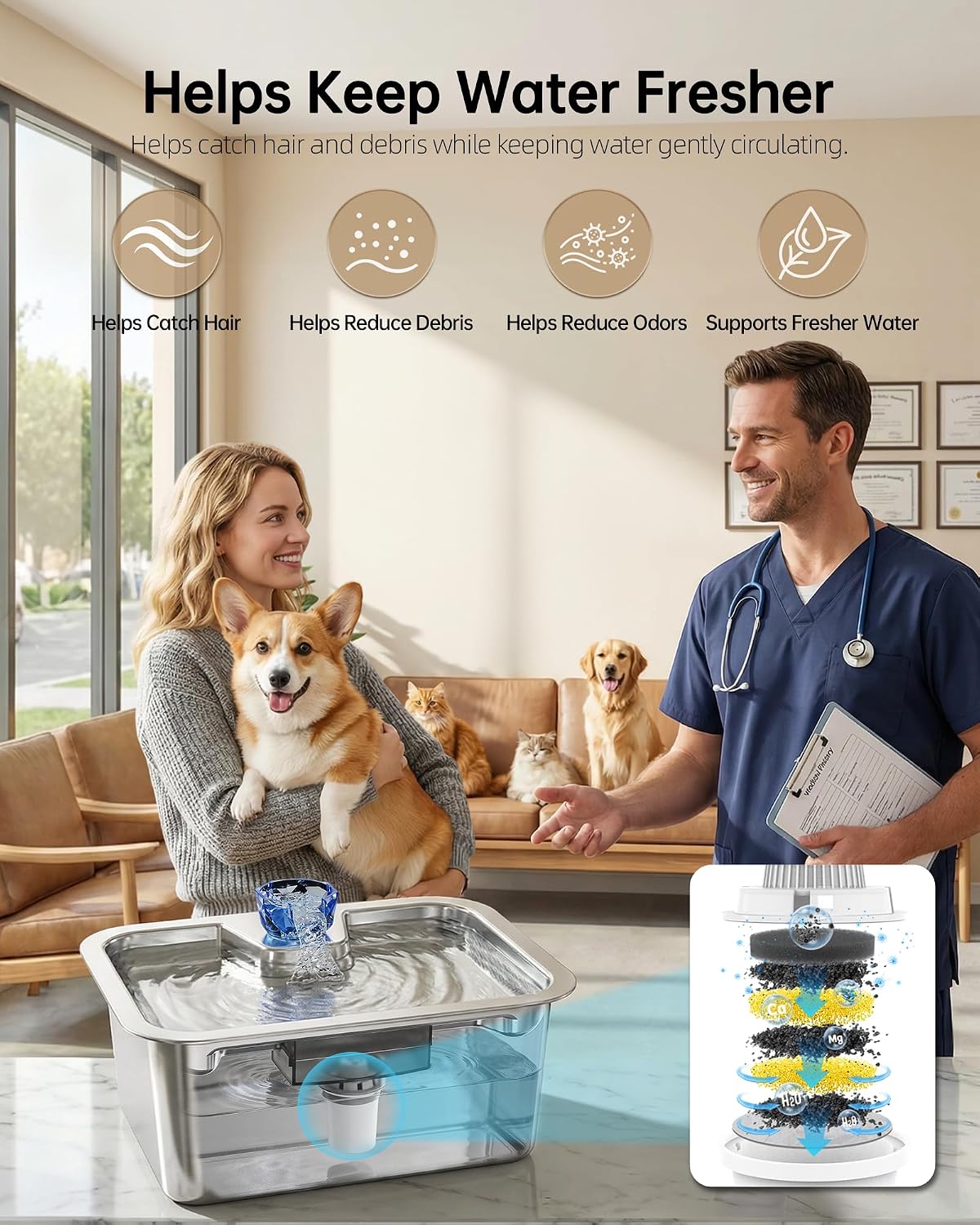 Lesotc dog water dispenser in a modern home setting