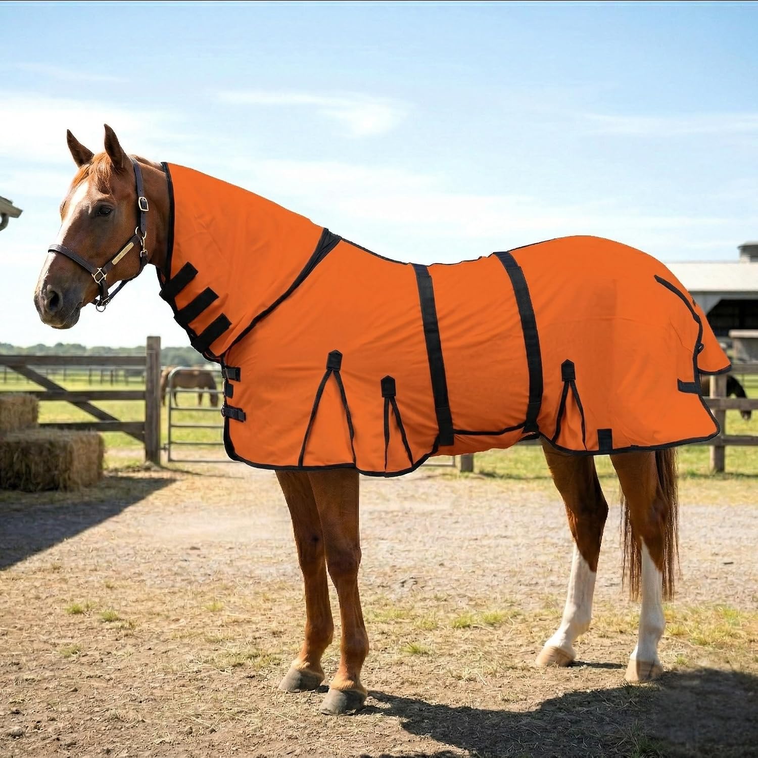 Horse Fly Sheet with Attached Neck Cover & Tail Flap | UV Protection Mesh Horse Blanket, Full Body Bug & Sun Shield, Adjustable Buckles, Belly Wrap & Gussets for Spring Summer Riding Rug - Image 13