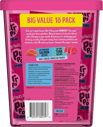 Bonkers Purrpops Freeze Dried Tuna & Salmon Flavor Lollipop Cat Treats, Healthy Real Meat Treats, Training Treats or Food Topper, for All Breeds and Ages, Value Pack (18 Pieces) - Image 10