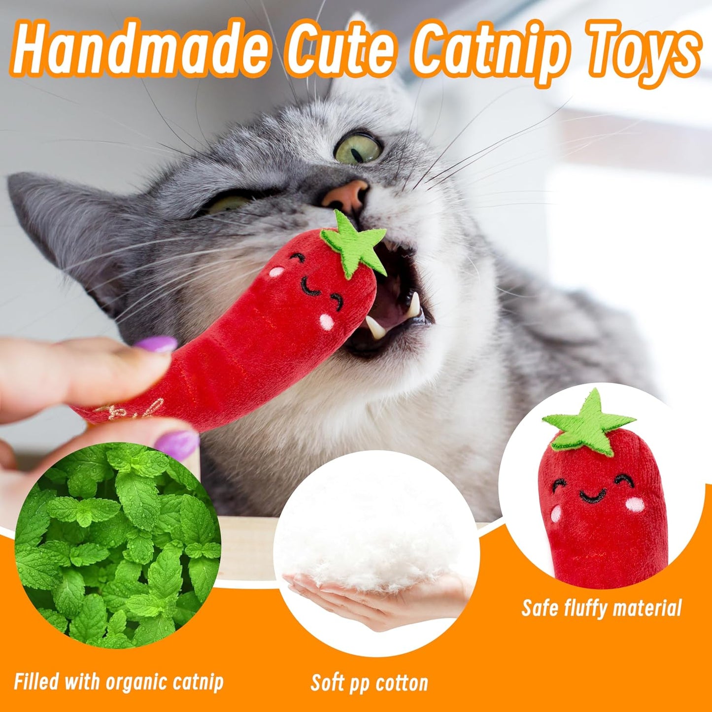 Seyezo 5 pack plush cat toys for interactive play