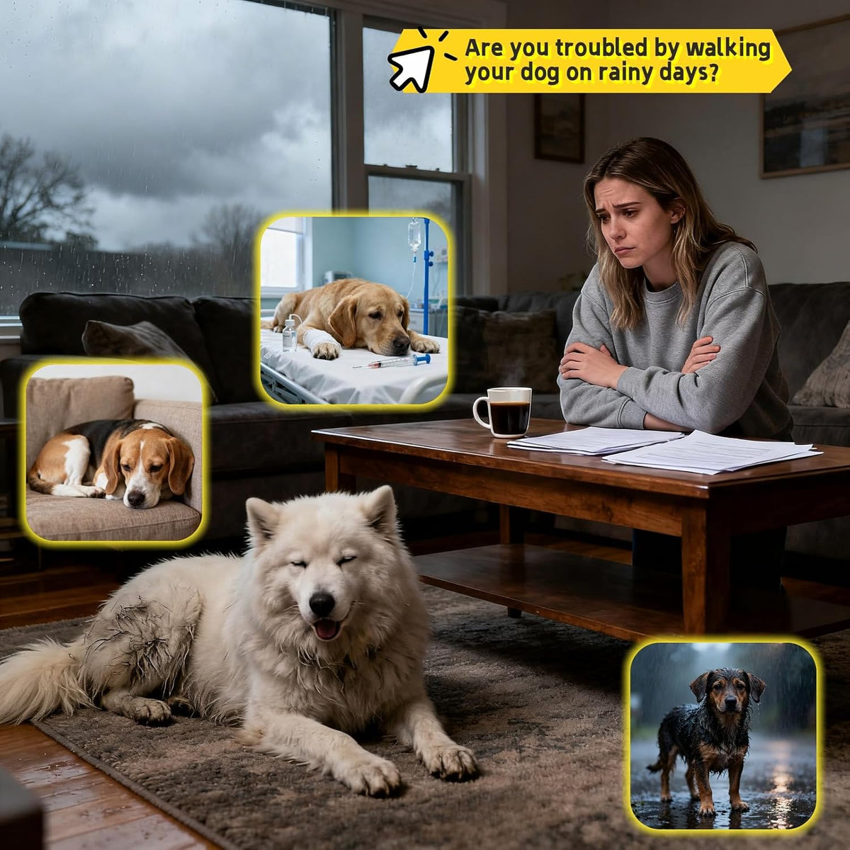 RyanDesign transparent dog rain cape showing hidden leash hole