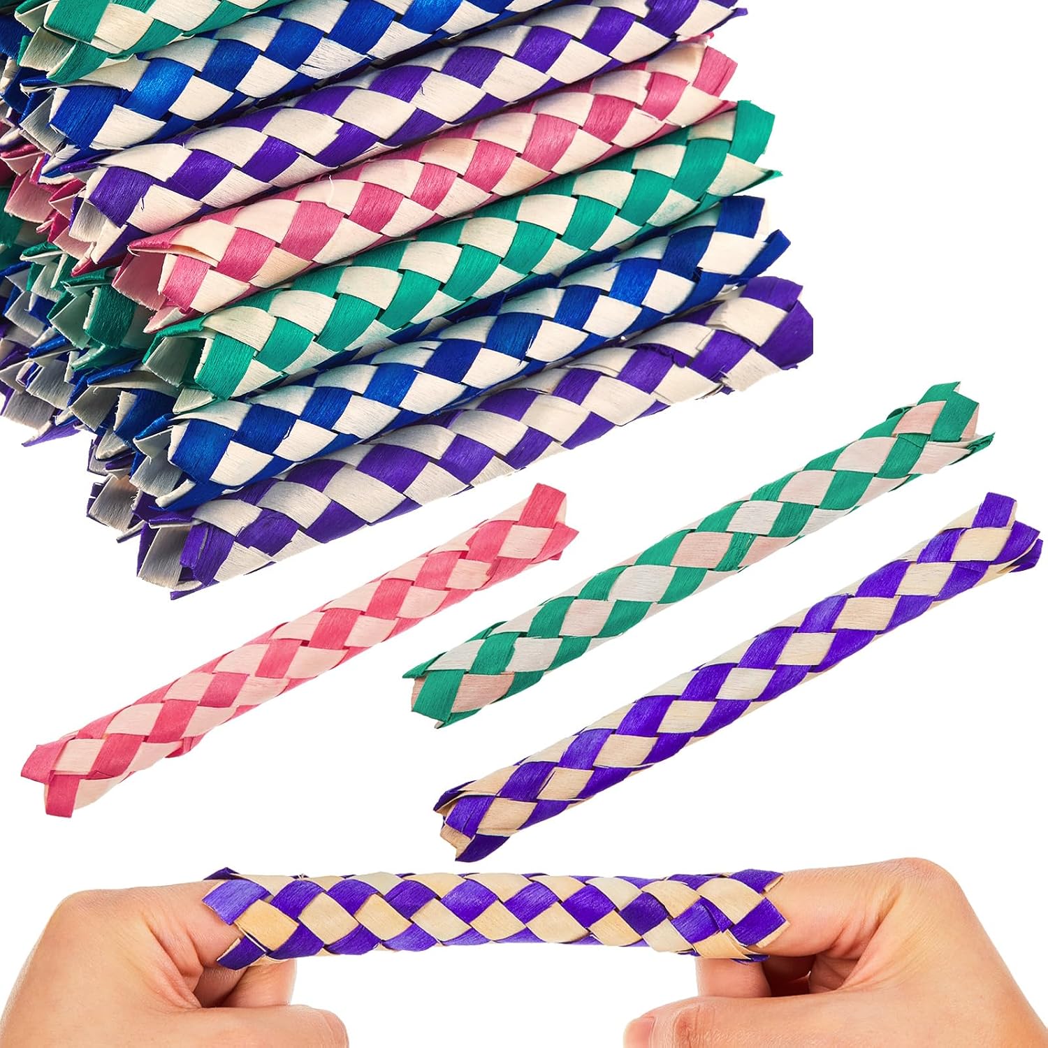 Syhood 24 Pcs Chinese Finger Traps Bamboo Finger Traps for Kids and Adults Pet Bird Chew Bird Foraging Chopper Toy Fun Birthday Party Favors, Goodie Bag Stuffers Fillers in Assorted Colors - Image 9