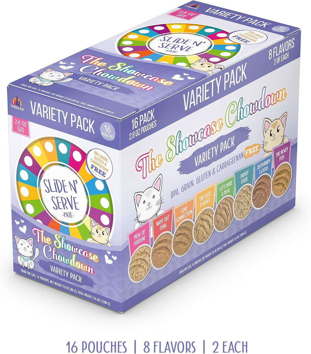 Weruva variety pack box packaging showing 16 pouches
