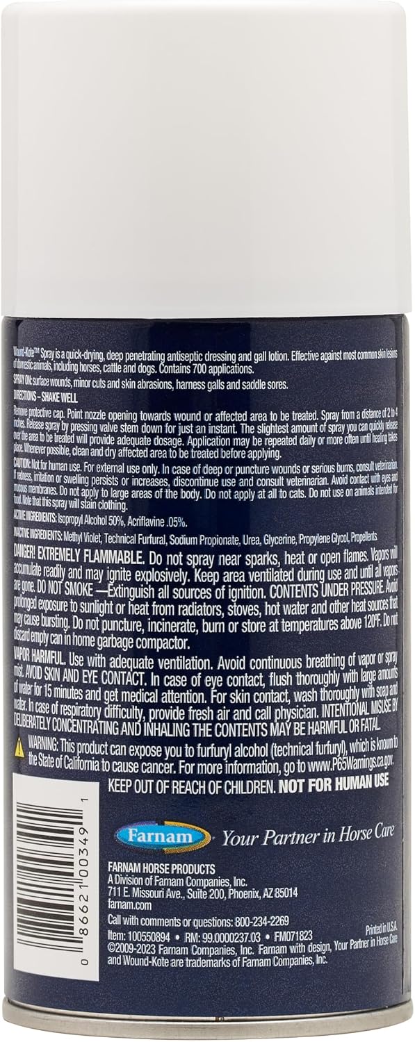 Close up of Farnam Wound-Kote bottle packaging details