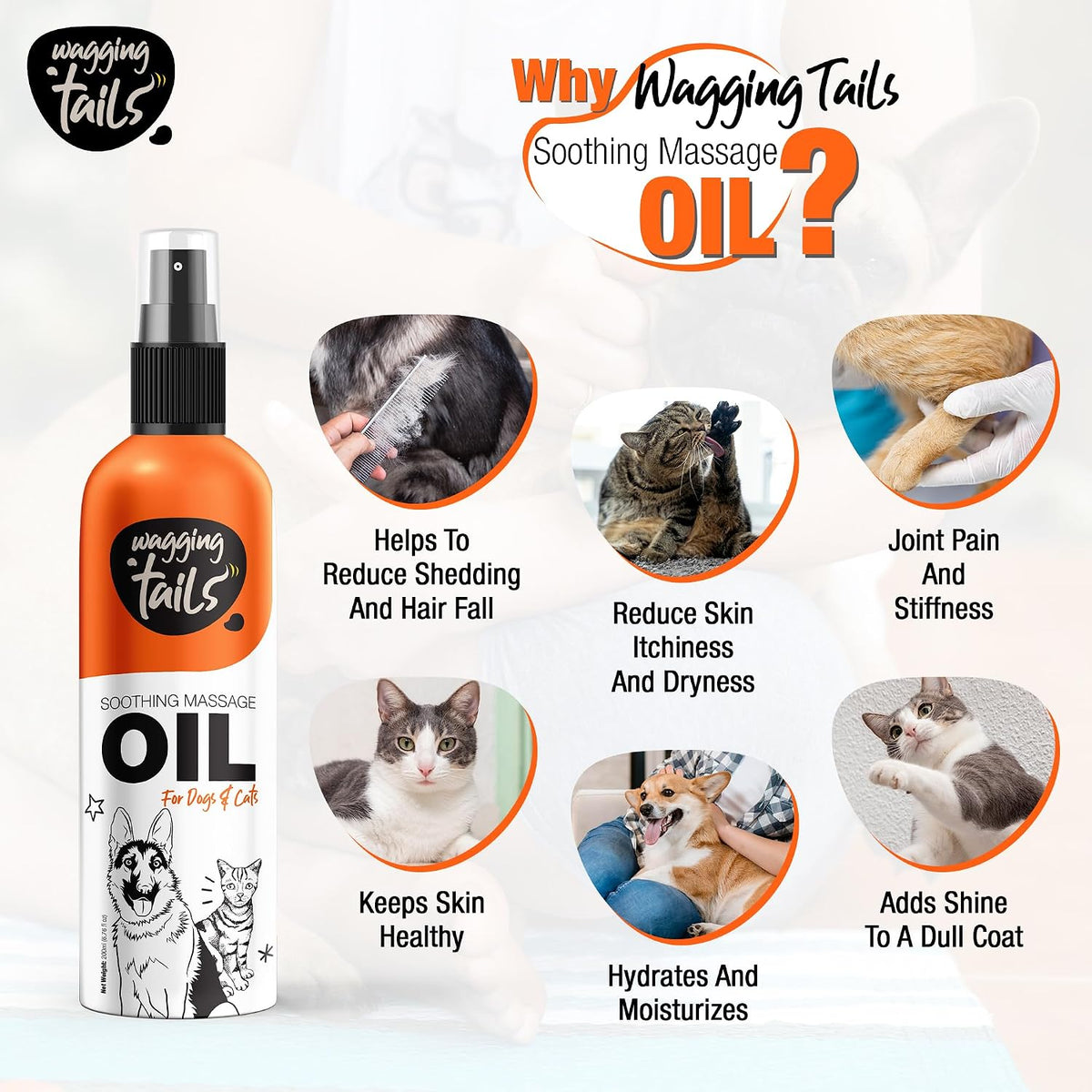 Wagging Tails 6-in-1 Soothing Oil - 6.76 fl oz for Dogs & Cats | Coconut Oil for Skin & Coat | Helps Hydrate & Moisturize Hair | Improve Coat Shine and Softness - Image 9