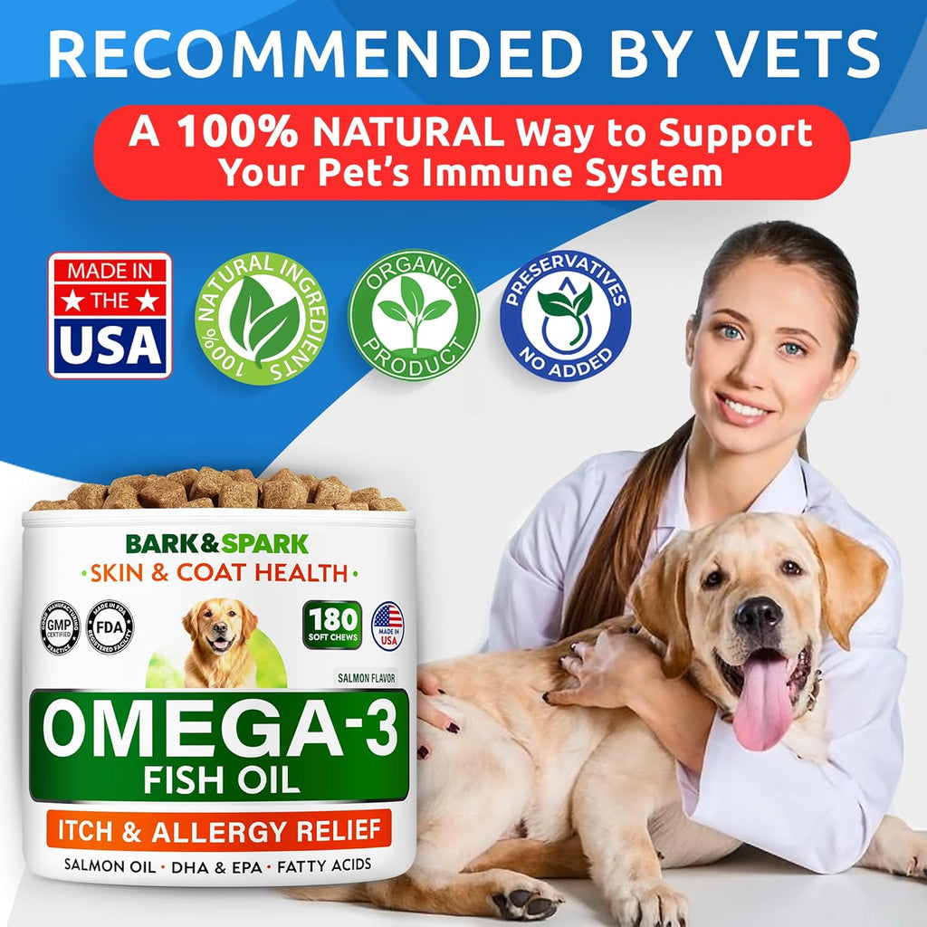 Bark&Spark pet allergy relief soft chews for hot spots treatment