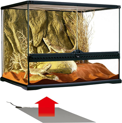 Exo Terra heat mat mounted on glass terrarium