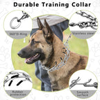 Maiiu silver metal pinch collar with comfort rubber tips close up