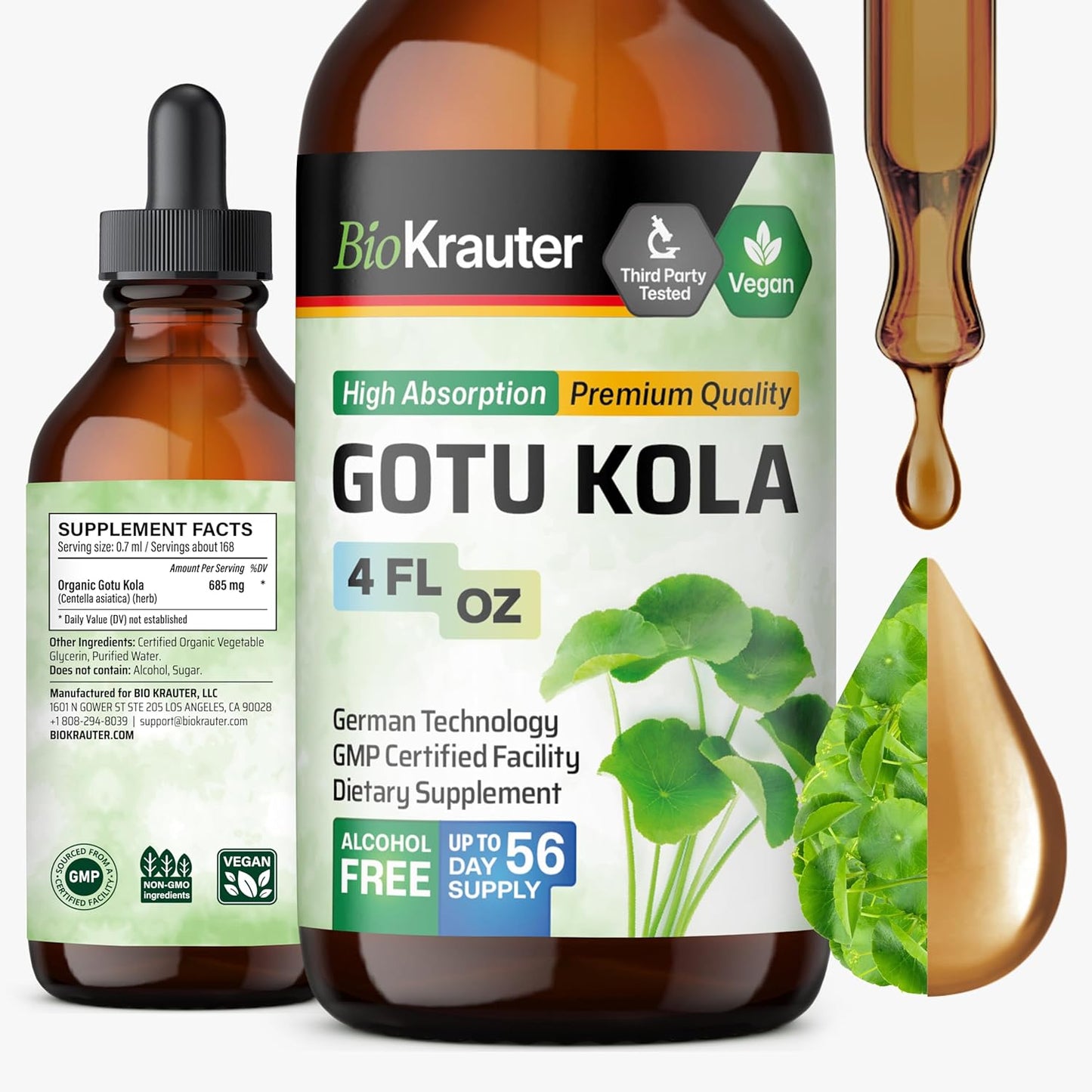Bio Krauter Gotu Kola liquid drops bottle front view