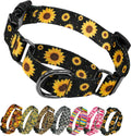 Kazazoo Martingale Dog Collar Black Sunflower print front view