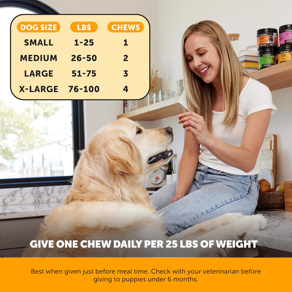Close up look of the salmon flavored soft chews for dog allergy and immune defense.