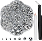 Mdscve 6100 Pieces Silver Flatback Nail Pearls Kit front view showing storage wheel and tools.