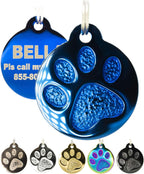 Engraved Cat Tags - Personalized with 4 Lines of Custom Engraved ID, Round Paw Print Solid Plating Stainless Steel in 5 Colors: Gold, Rose Gold, Blue, Black, Nebula - Image 9