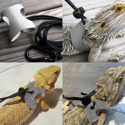 Leopard Gecko Portable Carrier with Leather Harness and Leash Set,Small Animal Travel Cage with Transparent Window,Lizard Carrier for Hamster Rabbit Gerbil Hedgehog Sugar Glider - Image 6
