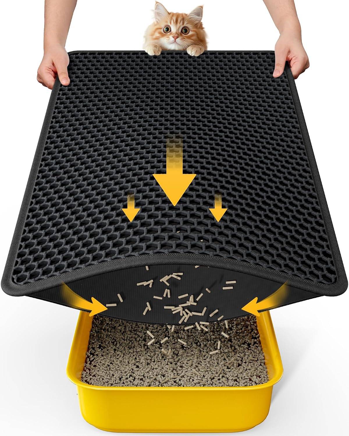 Cat Litter Mat - 23.2'' x 14.6'' Small Litter Trapping Mat, Easy to Clean Litter Box Mat, Waterproof, Urine-Proof, Non-Slip, Cat Toilet Training Systems Accessories, Grey - Image 12