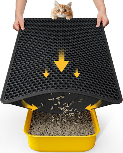 Cat Litter Mat - 23.2'' x 14.6'' Small Litter Trapping Mat, Easy to Clean Litter Box Mat, Waterproof, Urine-Proof, Non-Slip, Cat Toilet Training Systems Accessories, Grey - Image 12