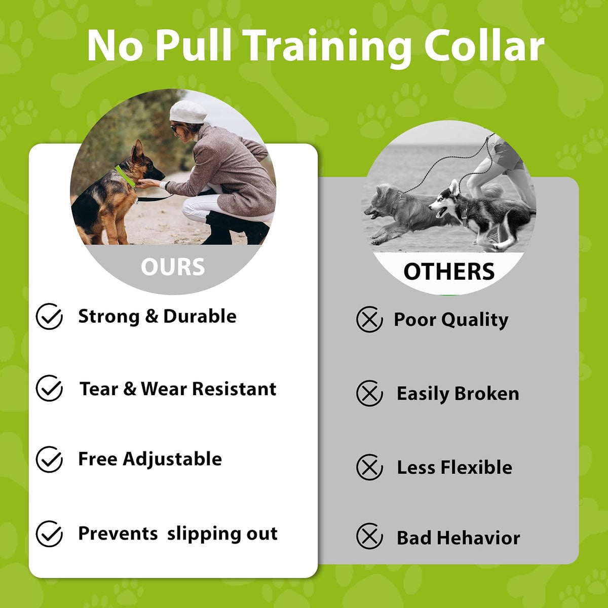 Seyezo no pull heavy duty nylon dog collar under low light showcasing the reflective threads