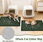 Two pack of Bienbee large cat litter mats in dark green color