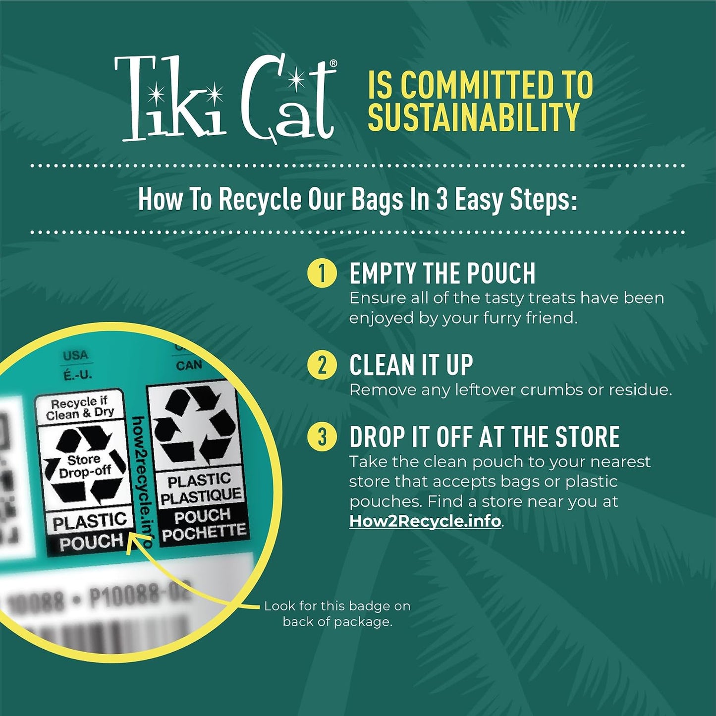 Tiki Cat 3 calorie per treat packaging graphic