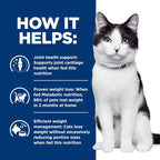 Imported USA premium veterinary dry cat food for mobility and weight control back panel