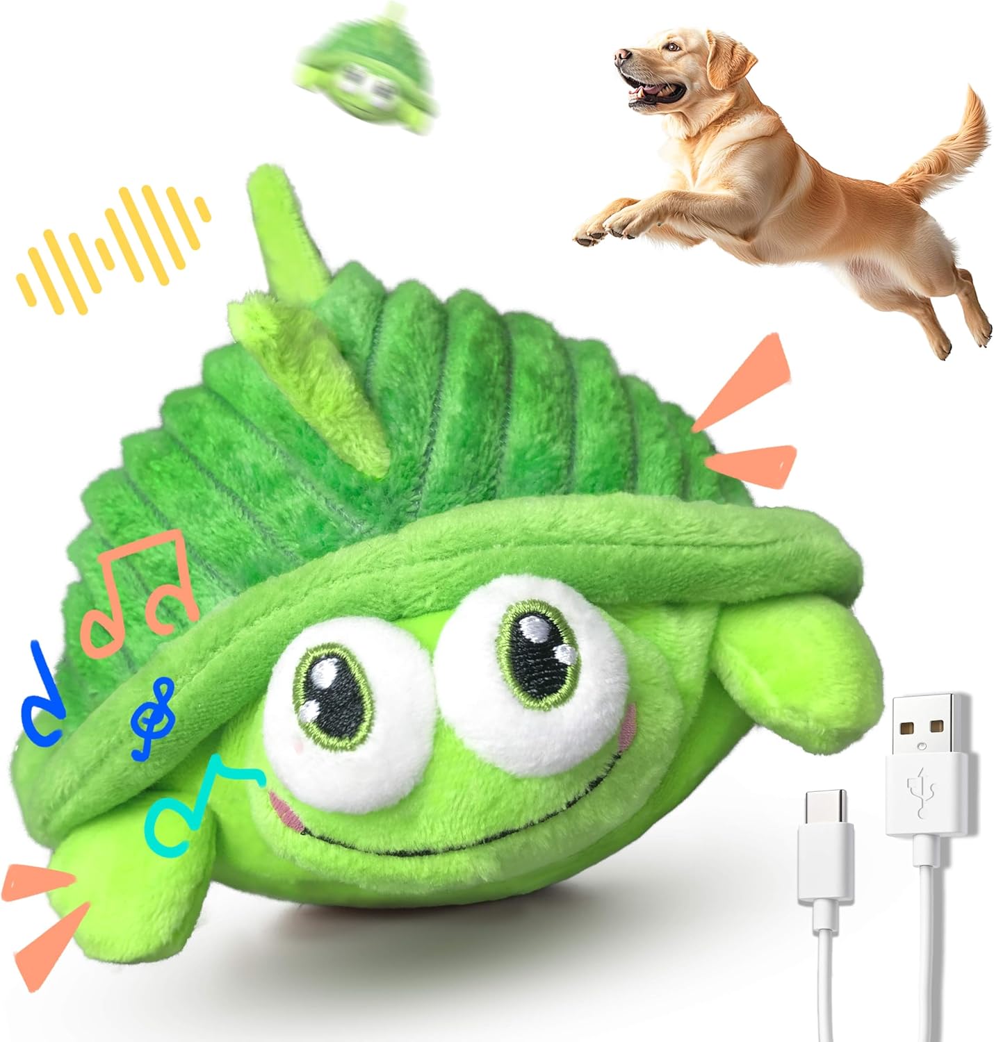 GUKCO interactive moving dog toy front view plush turtle electronic pet product