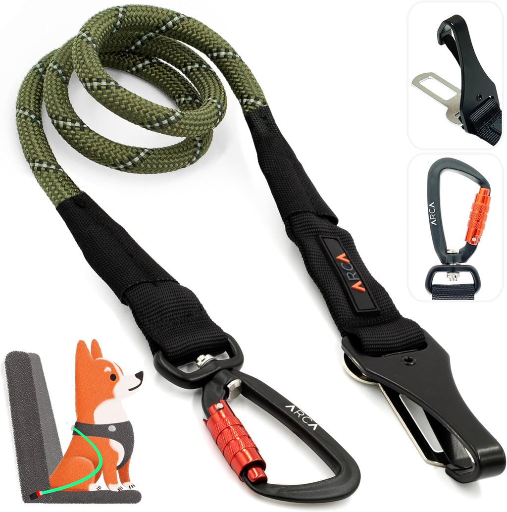 Dog Seat Belt for Car | Universal Pet Car Seatbelt with Reflective Climbing Rope, Aviation Aluminum Carabiner with 360 degrees Swivel & Auto-Lock, Secure Safety Restraint (Carbon Black 360 degrees) - Image 9