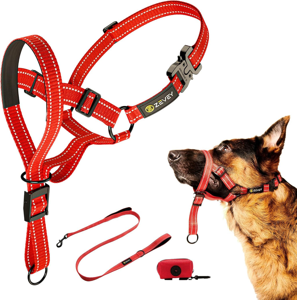 Dog Headcollar With Leash And Safety Strap Stops Heavy Pulling On The Leash Padded Reflective Head Halter For Small Medium Large Dogs Adjustable Head Harness For Training And Walking, (L, Black) - Image 12