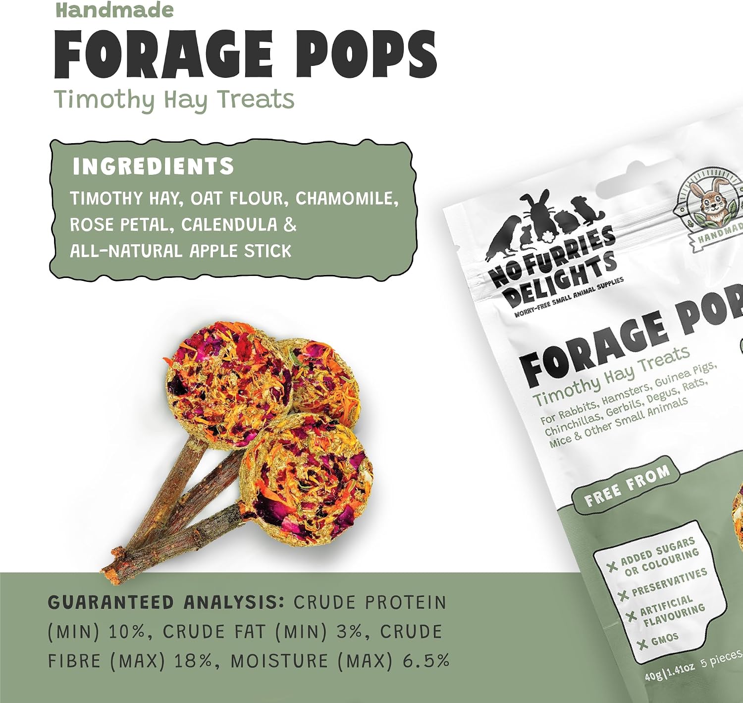 No Furries Delights premium pet treats highlighting the edible natural apple stick core