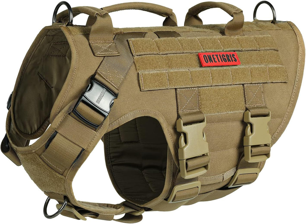 OneTigris Large Tactical Dog Harness, No Pulling Adjustable Dog Vest Harness, Heavy Duty Dog Harness with Handle, Large Hook and Loop Panels for Patch Black - Image 14