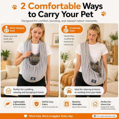 Small cat securely inside the medium size gray pet carrier
