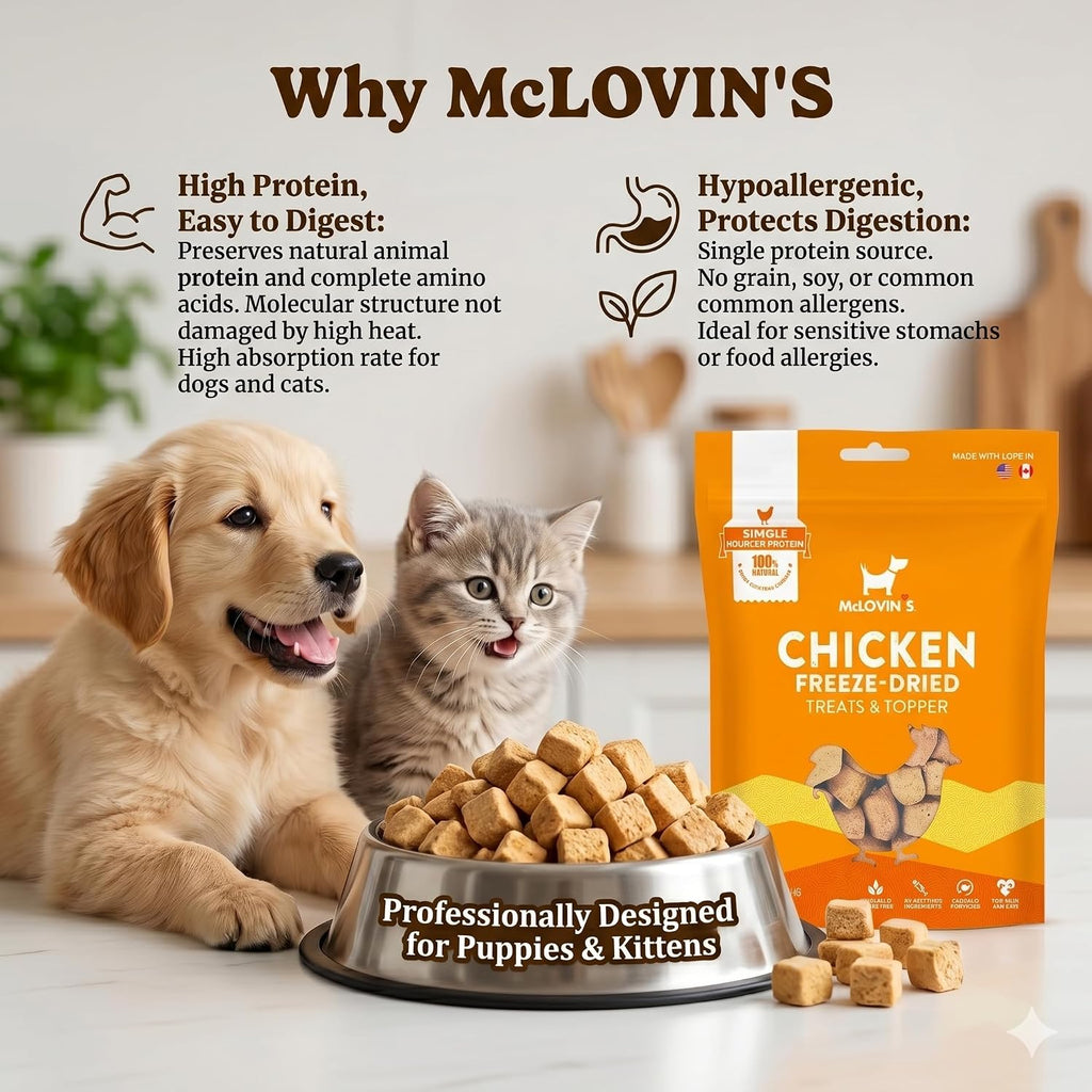 Back of McLovin's freeze dried treat packaging with ingredients