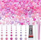 Tatiwoo flatback pearls front view showing mixed pink and purple half round gems