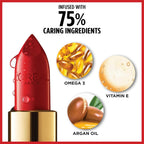 L'Oreal Paris hydrating lipstick with argan oil and vitamin e packaging details