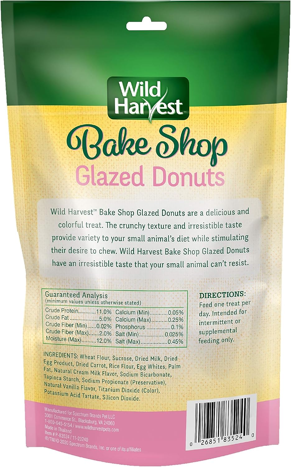 Wild Harvest donut treats packaging back view showing ingredients