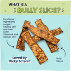 Close up of Pawstruck beef bully slice texture for dental health