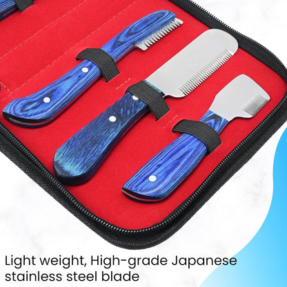 Fine and extra fine carding knives for detailed pet grooming