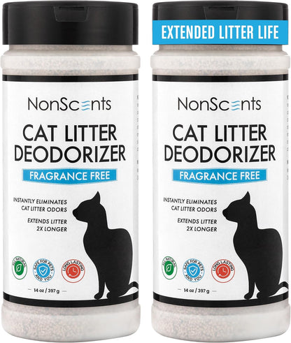 NonScents odorless pet litter deodorizer packaging back label with usage instructions