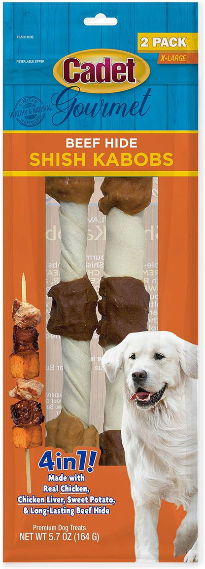 Cadet Gourmet Shish Kabob Dog Chews for Large Breeds, Rawhide Treats For Dogs with Chicken and Sweet Potato, Healthy & Natural Beef Hide, 10-Inch Sticks, 4 Count (Pack of 1) - Image 14