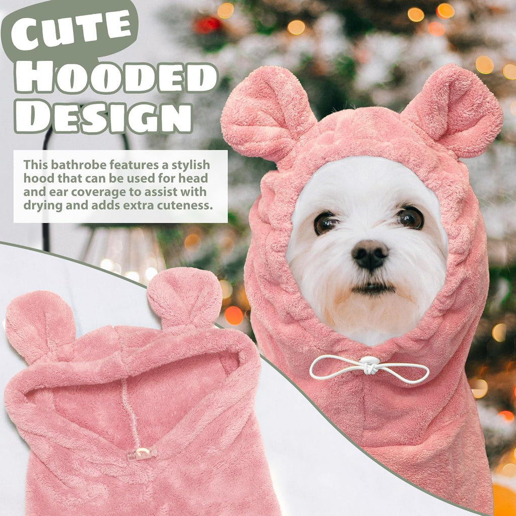 HhiMyOct pink microfiber fast drying coat for dogs showing adjustable belly strap