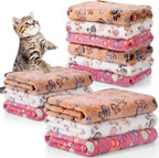 Tegeme 12 Pcs Pet Blankets 23 x 16 Inch Soft Fluffy Fleece Dog Cat Warm Paw Print Pattern Blankets Flannel Throw for Pets Dog Puppy Cat(Gray) - Image 15