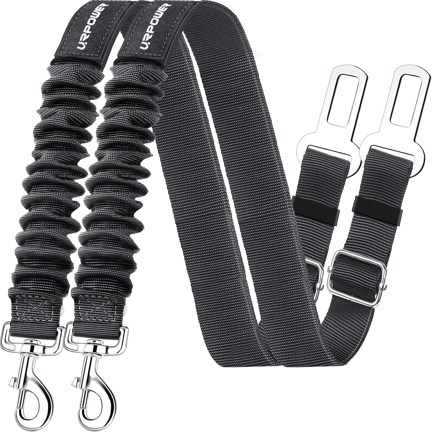 URPOWER 2 Pack Dog Seat Belt front view showing harness attachment