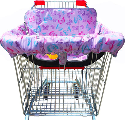 Gowraps 2-in-1 butterfly print shopping cart cover front view