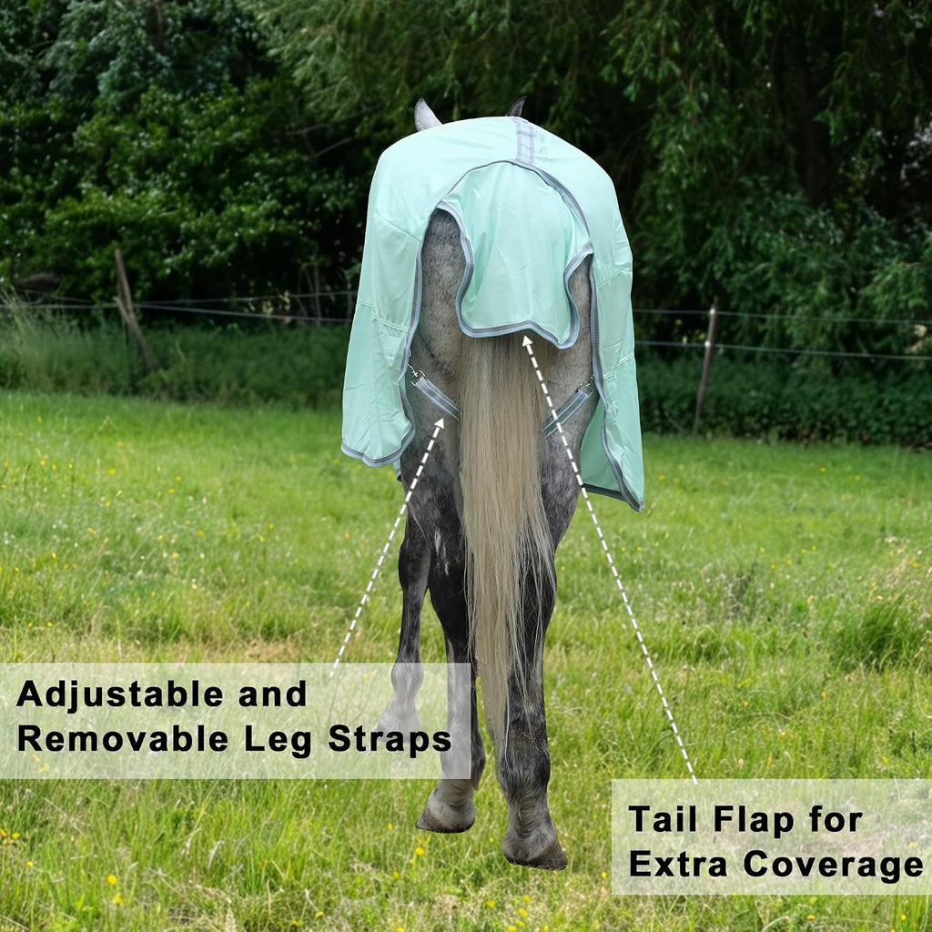 TARFEPA bug mosquito protection equine sheet overview in a pasture setting