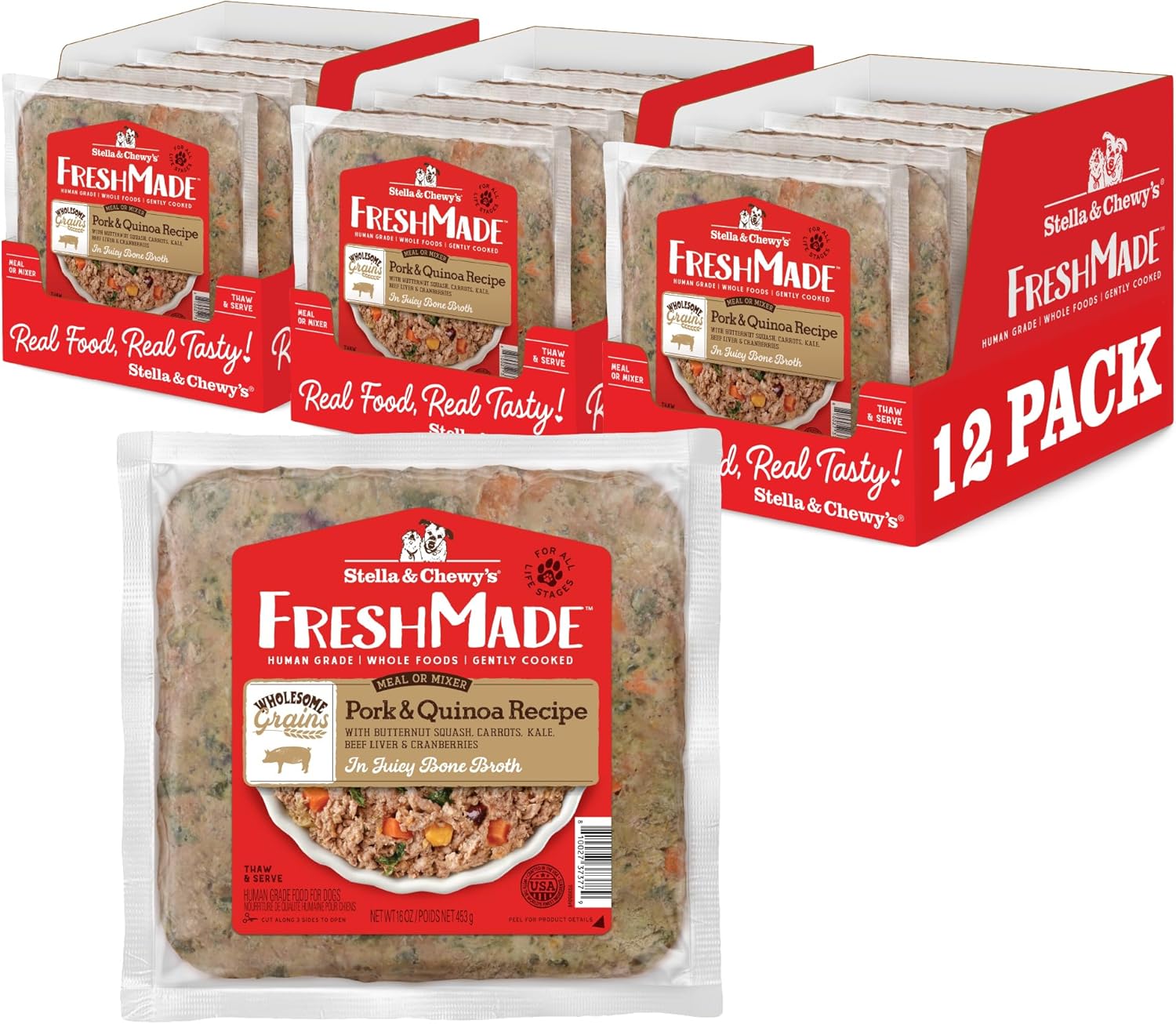Stella & Chewy's FreshMade Frozen Fresh Grain-Free Chick-a-Lick'n Dog Food, 16-oz Pouch (Pack of 4) - Image 14
