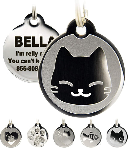 Stainless Steel Cat ID Tags - Engraved Personalized Tags with up to 4 Lines of Text, Cat Shape - Image 10