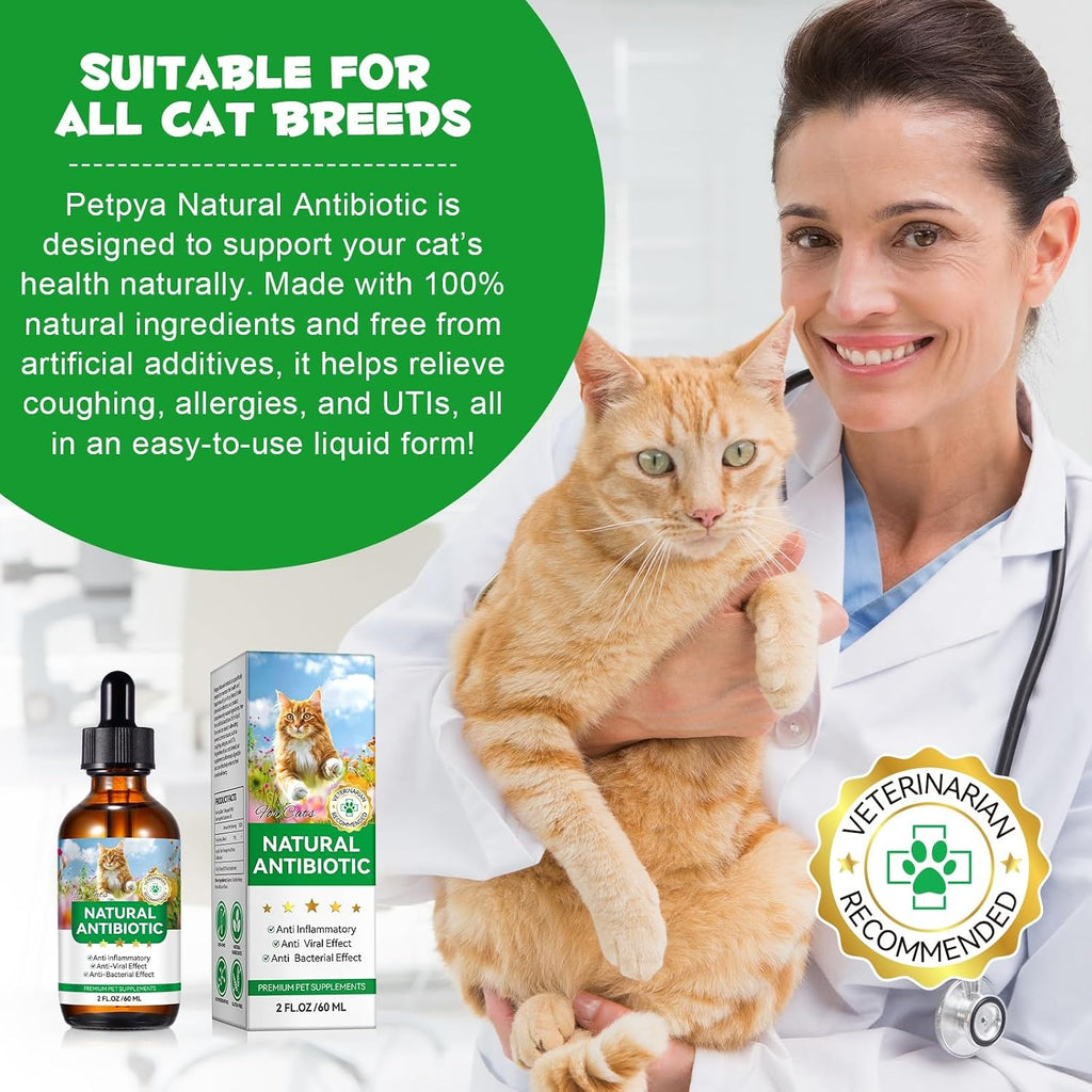 Natural antibiotic liquid drops for feline skin and itch care