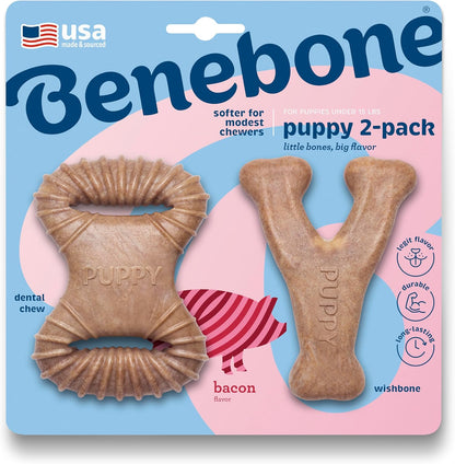 Benebone Puppy 2-Pack Dental Chew/Wishbone Durable Dog Chew Toys for Gentle Chewers, Real Bacon, Made in USA, Small - Image 14
