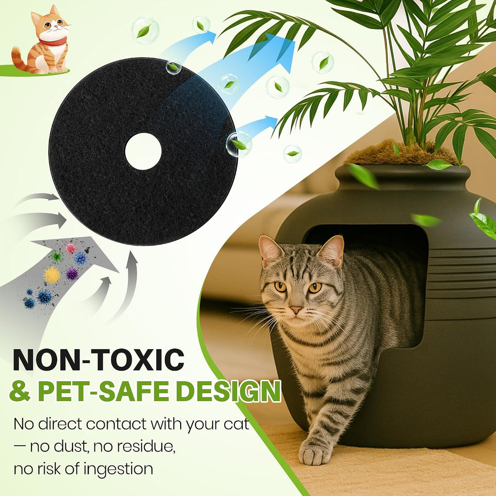 Twelve pack of premium odor absorbing charcoal filters for indoor pet hygiene management