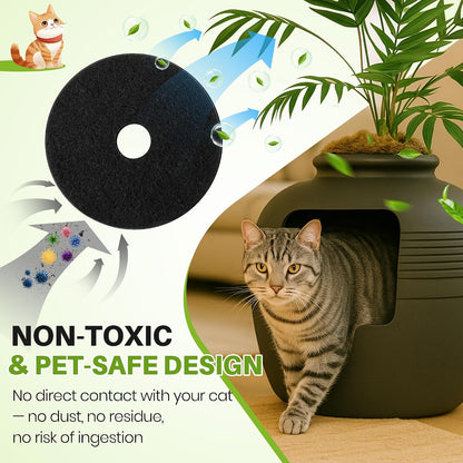 Twelve pack of premium odor absorbing charcoal filters for indoor pet hygiene management