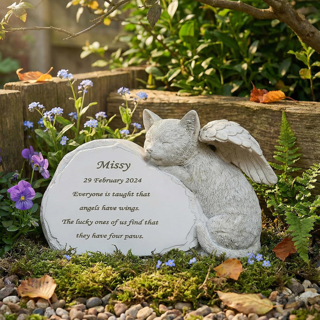 Personalized Garden Cat Memorial Stone - Peaceful Sleeping Kitten Angel Statue for Garden, Remembrance, cat memorial for graver and Loss - Pet Sympathy GiftCat Outdoor Memorial Gifts Gifts for Kitty - Image 14